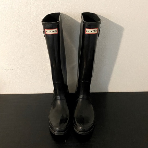 Classic Black Tall Hunter Wellington Boots Womens size 8 - Picture 1 of 4
